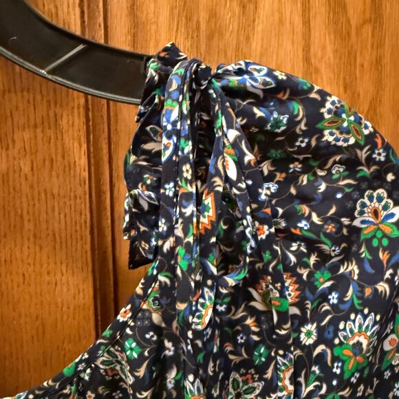 Tory Burch 100% Silk 3-Tier Navy Soleil Ruffle Dress, Size 12 - Picture 8 of 10